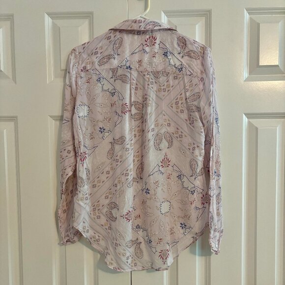Anthropologie Cloth & Stone Paisley Sheer Button Down Pink Top Women S - Picture 4 of 10
